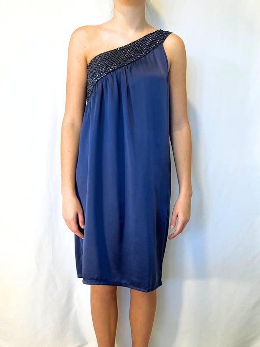 Celeste Beaded One-Shoulder Dress