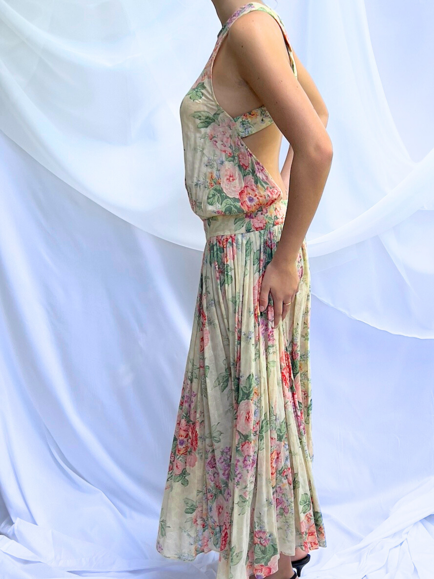 Floral Cross Back Maxi Dress