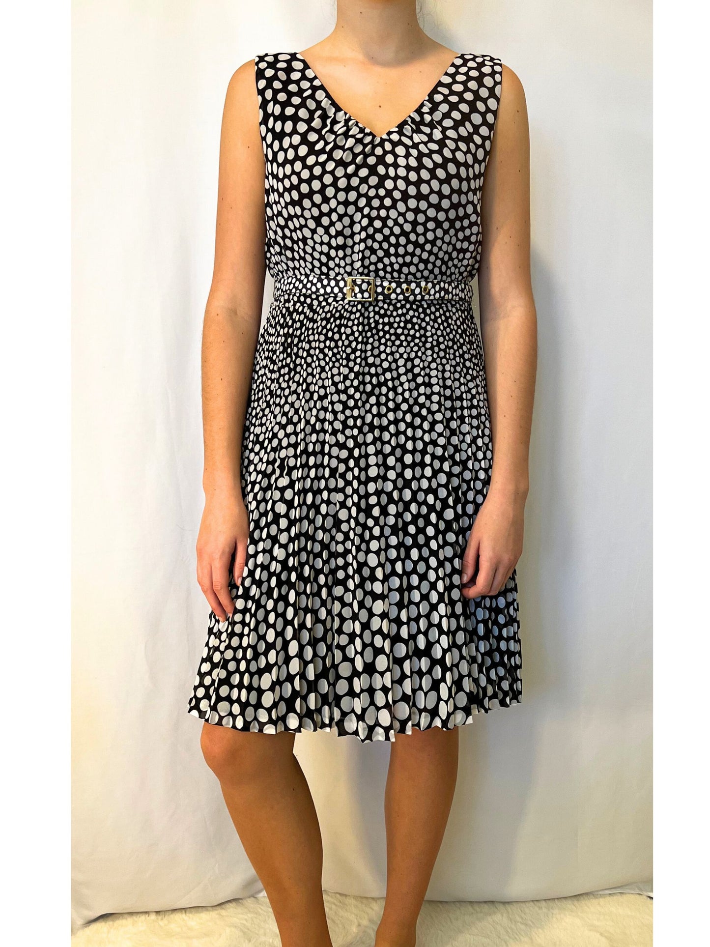 Classic Polka Dot Pleated Dress